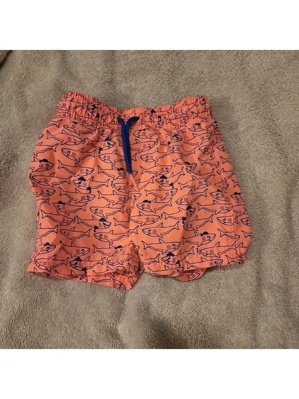 Cat and Jack Boys 2T Shark Swim Shorts Pink Blue